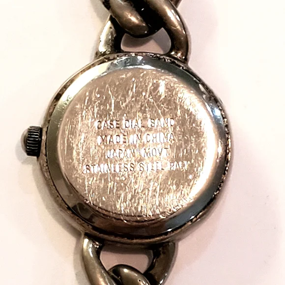 Vtg Women's Badavici Curb Link Sterling Silver Watch MOP Face Roman Numerals